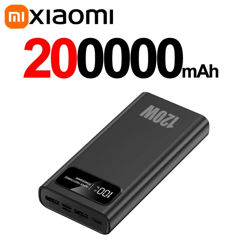Tidesmit High Capacity Portable Power Bank 200000mAh Fast Charging Black 200000mAh Tidesmit
