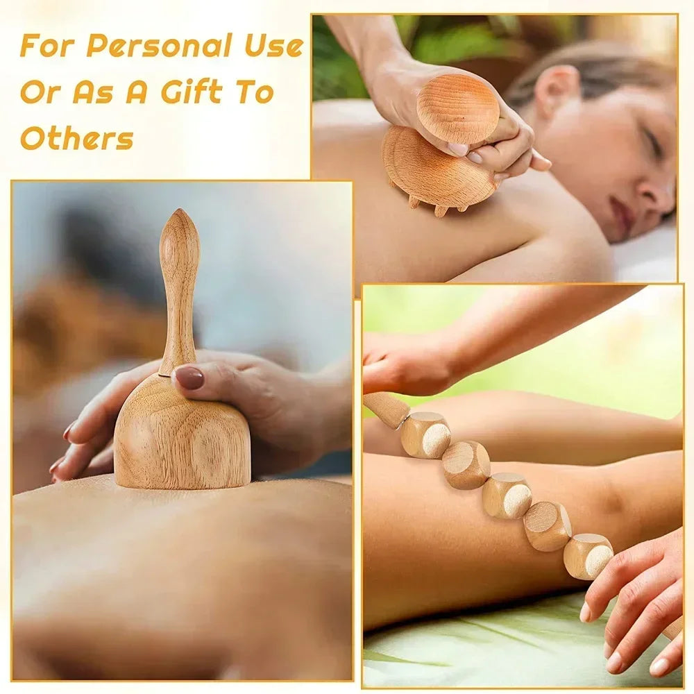 Wooden Lymphatic Drainage Massager Tool for Targeted Body Contouring Back Massage Instrument Tidesmit