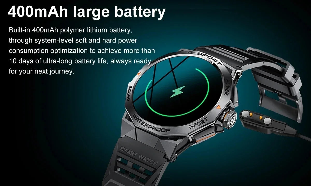 1.43inch AMOLED Screen Smartwatch Men Outdoor Sports Fitness 400mAh Large Battery Bluetooth Call Music Heart Rate Smart Bracelet