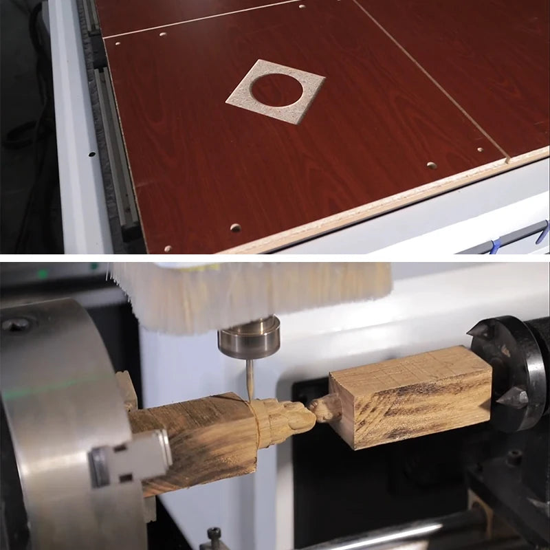 The four-axis side rotating CNC woodworking carving machine is suitable for hollow carving and relief carving with fixed fixture