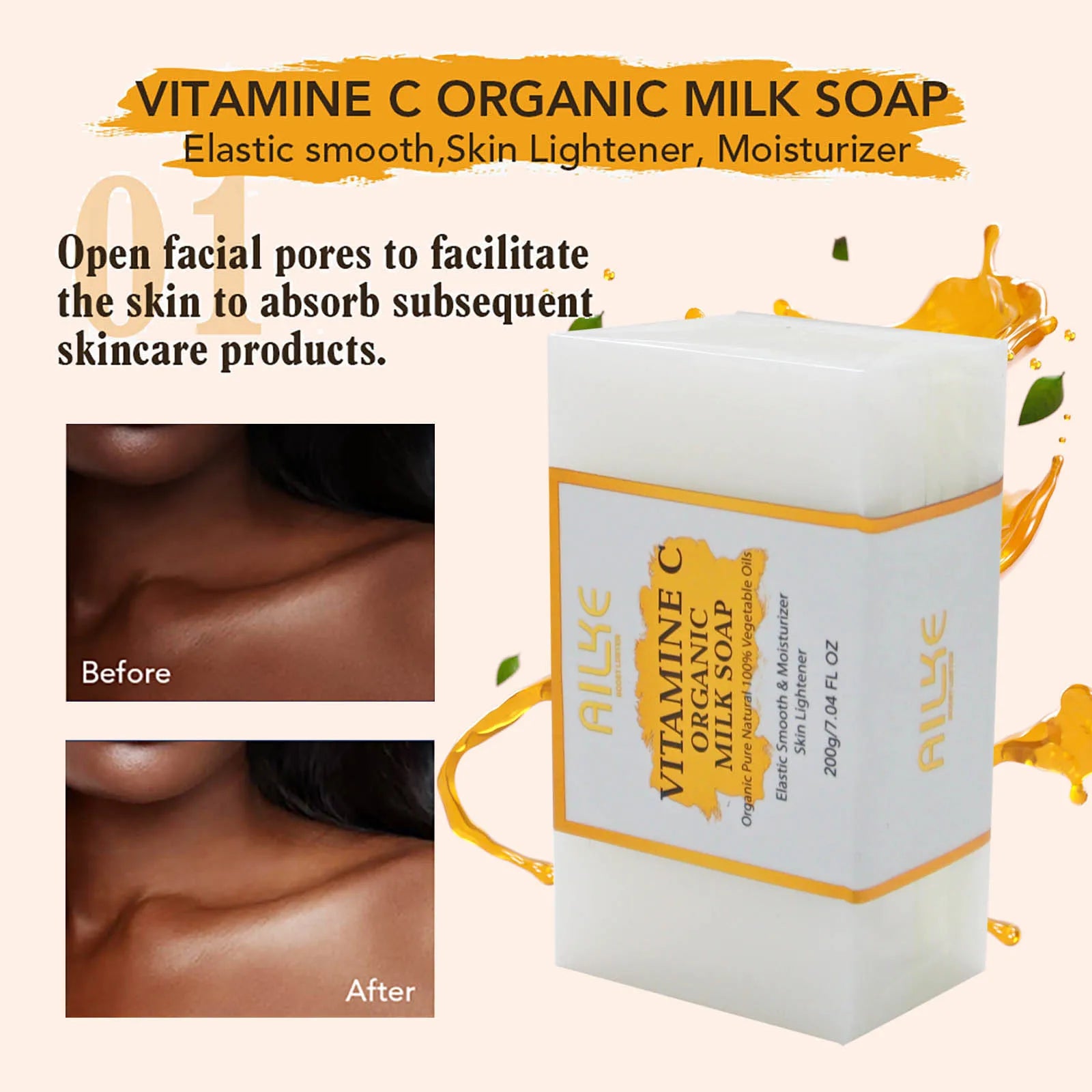 Ailke Vitamine C organic milk soap pack in white with gold label