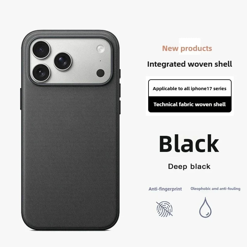 Woven Magnetic iPhone Case | Slim Shock-Absorbing Cover | Tidesmit Black NO Logo Tidesmit