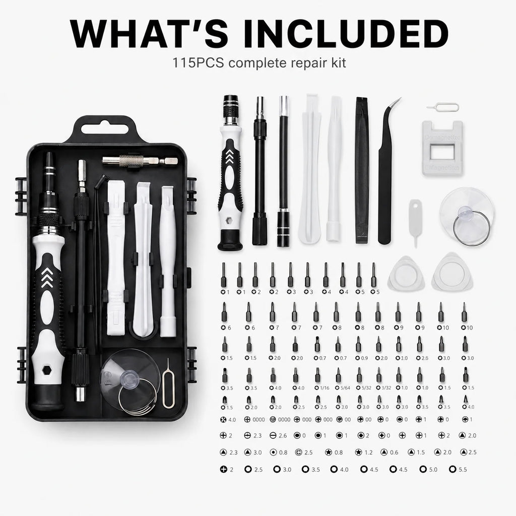 115 In 1 Precision Magnetic Screwdriver Set Electronics Repair Tool Kit For Phone Laptop Game Console Watch