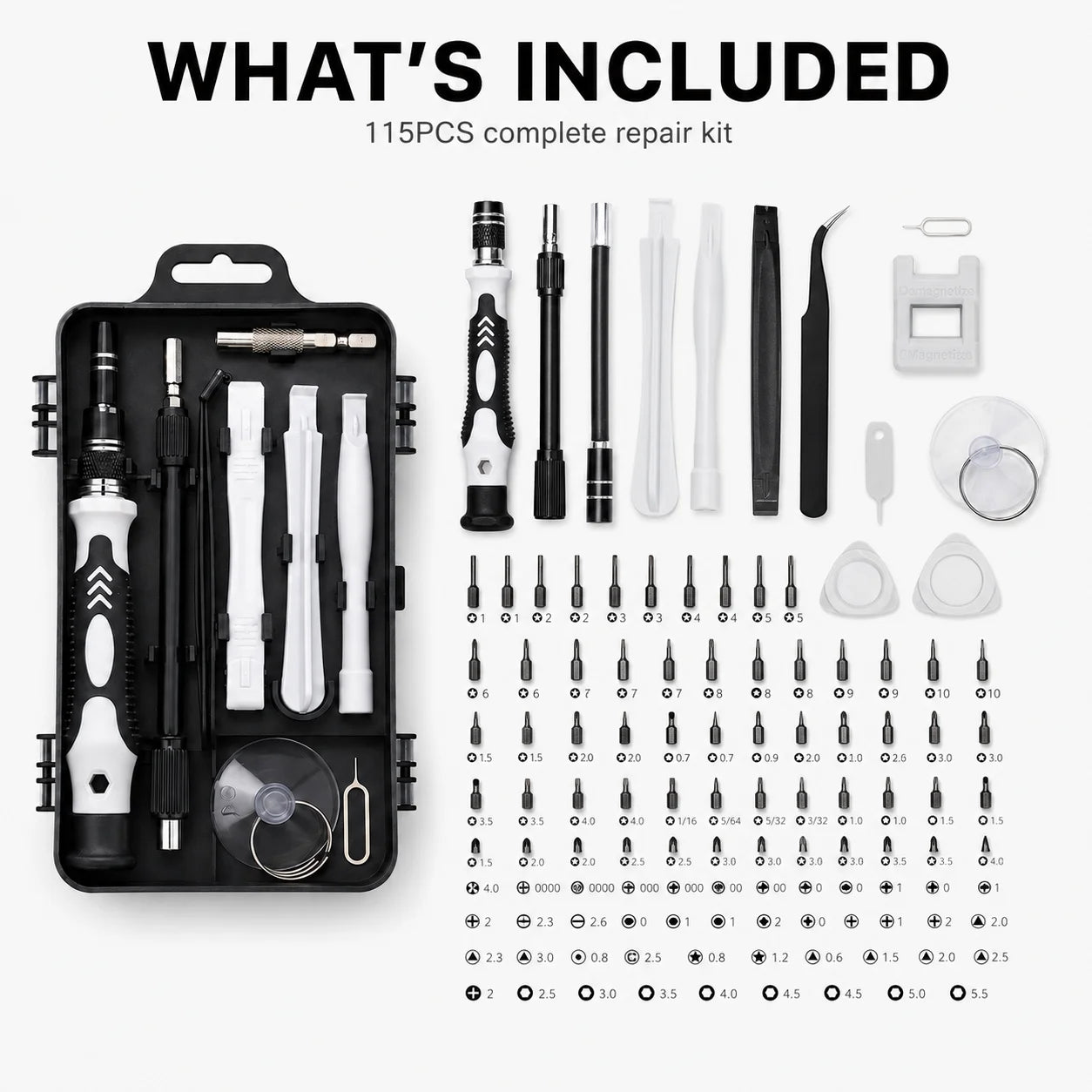 115 In 1 Precision Magnetic Screwdriver Set Electronics Repair Tool Kit For Phone Laptop Game Console Watch