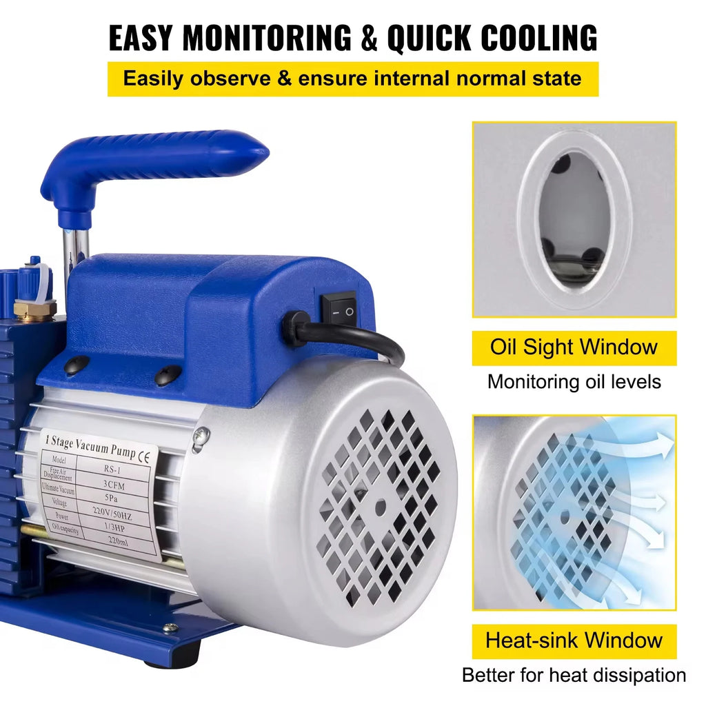 VEVOR Pro Leg Stretcher 220LBS Leg Stretch MachineHeavyDutySingleStageVacuumPump3CFM1/4HPForRefrigerationVacuumPackaging