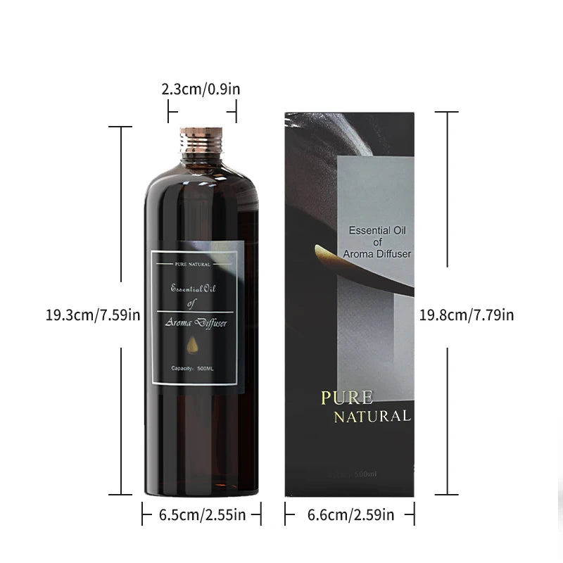 500ML Large Capacity Essential Oil Refill for Aroma Diffusers Long-Lasting Home Hotel Air Freshener with Reed Sticks Fragrance