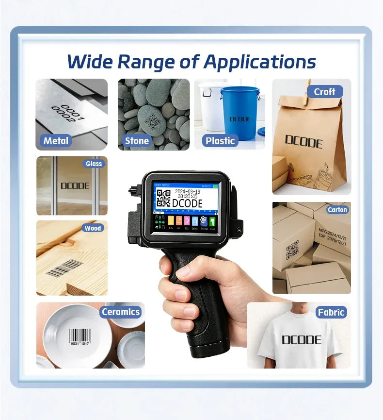 DCODE XTMINI 12.7mm Handheld Inkjet Printer Portable Printers Text QR Barcode Batch Number Logo Image Date Printing Machine