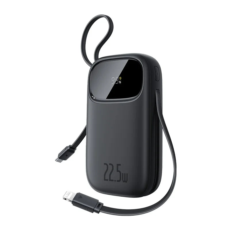 Tidesmit 20000mAh Portable Charger with Built-In PD Fast Charging Cables Black Tidesmit