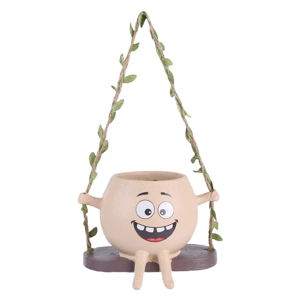 Creative Rocking Chair/Swing Face Planter Pot Flower Pot Succulent Planter Home Garden Supplies for Indoor Outdoor Plants