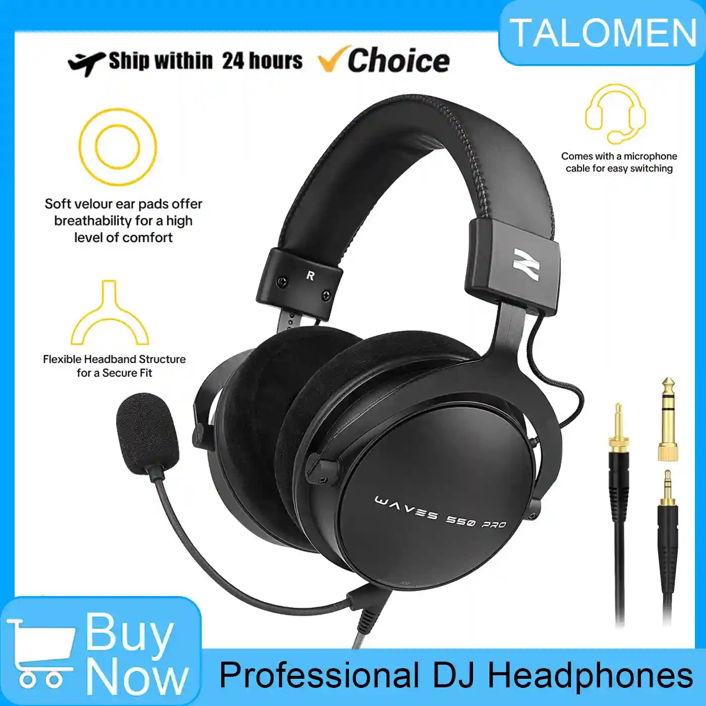Over-Ear Headphones with Active Noise Cancellation & Mic - W550X Tidesmit