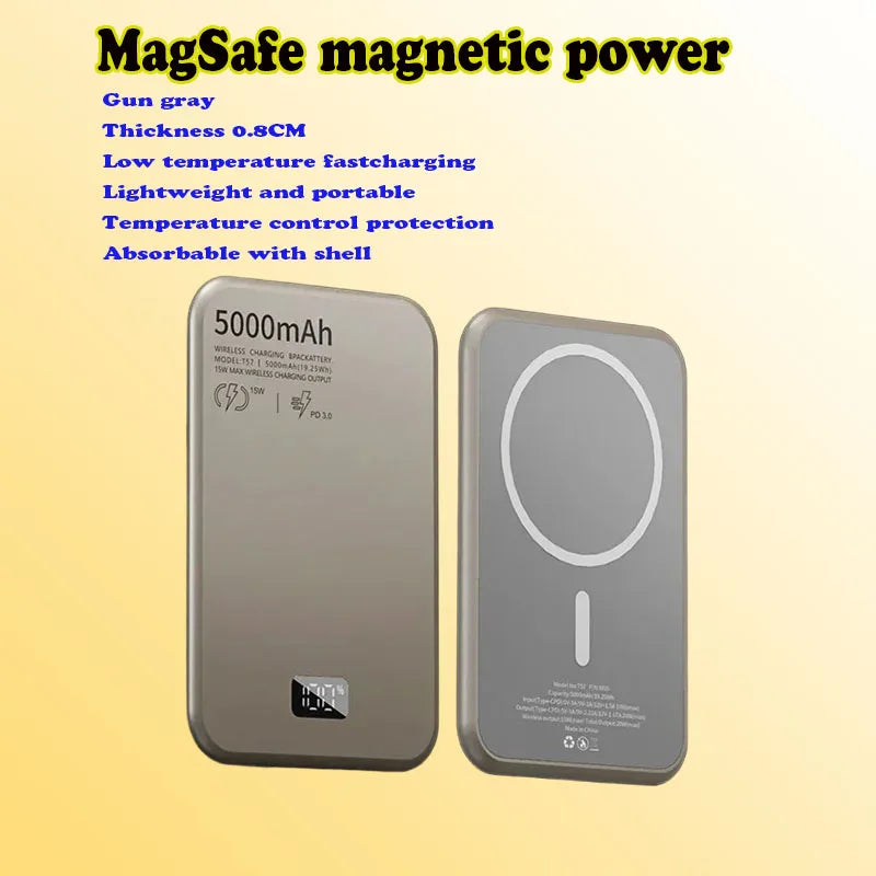 Magnetic Wireless Power Bank 5000mAh - 20W PD Fast Charging Portable Charger Tidesmit