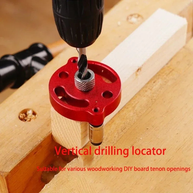 Aluminum Wood Drill Guide Locator Vertical Drilling Positioner Dowel Hole Jig Woodworking DIY Drilling Tool