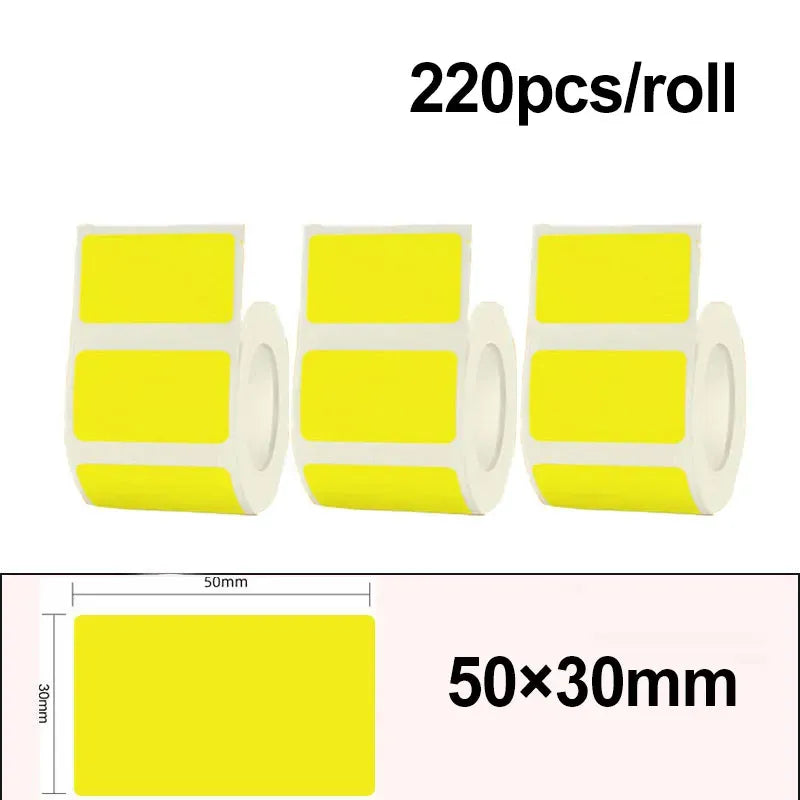 Thermal label sticker roll, 50x30mm, 220pcs, yellow self-adhesive printable labels