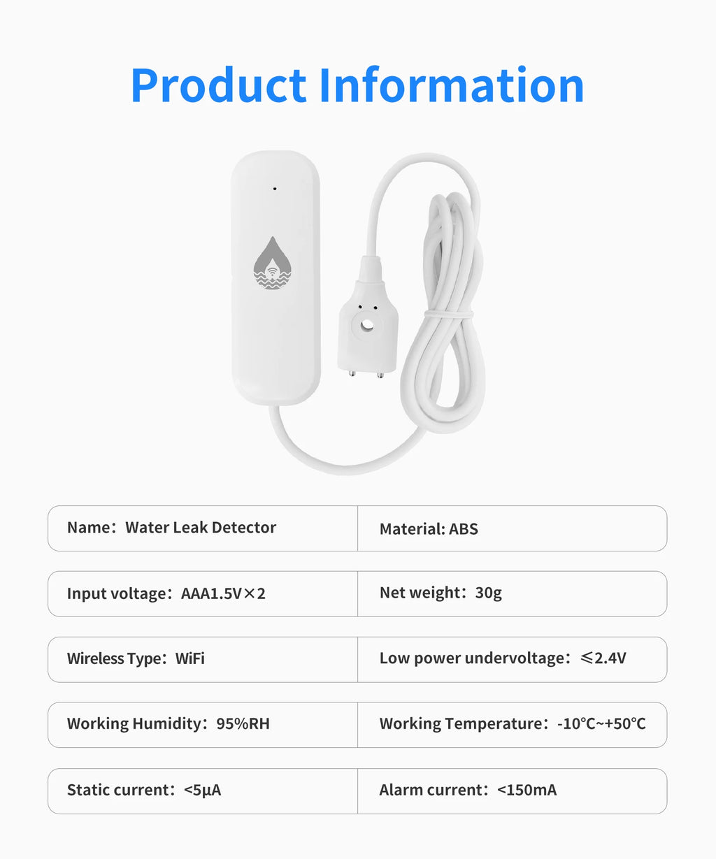 Smart WiFi Water Leak Sensor for Home Security | Tidesmit Tidesmit