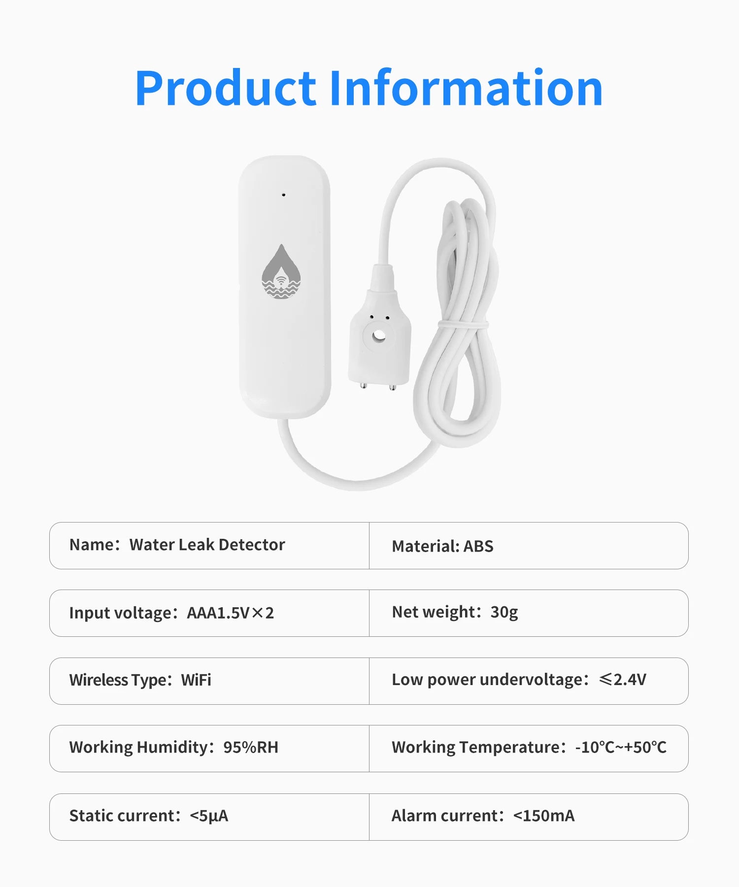 Smart WiFi Water Leak Sensor for Home Security | Tidesmit Tidesmit