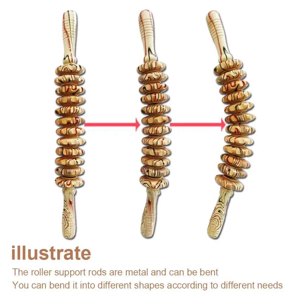 Wooden Back Massage Roller Stick - 12 Gear Deep Tissue Tool Back Massage Instrument Tidesmit