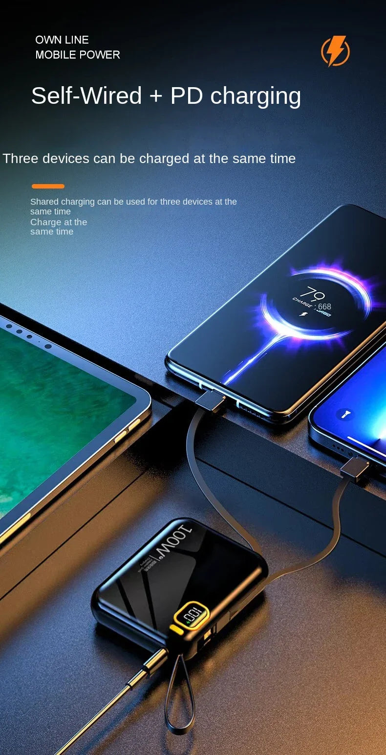 Tidesmit 50000mAh Fast Charging Power Bank with Detachable Cable Tidesmit