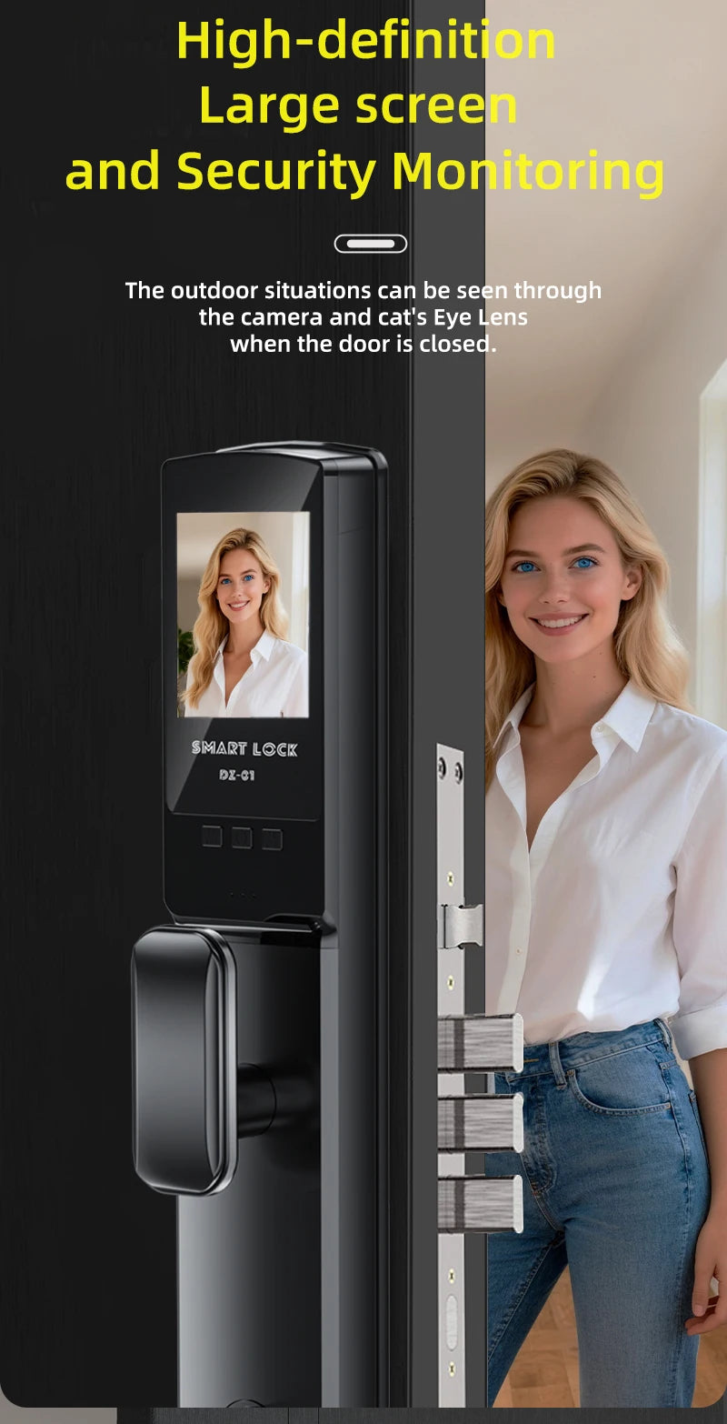 3D Face Recognition Digital Door Lock Unlock Smart Lock With Camera FIngerprint Password Unlock Keyless Electronic Door Lock
