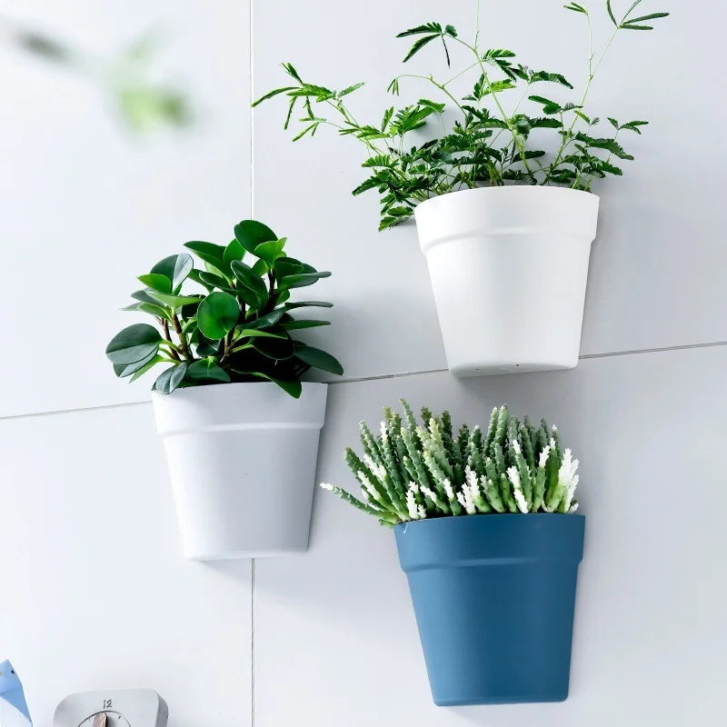 Home Wall Garden Balcony Plastic Wall-Mounted Flower Pots Ornament Semi Circular Planter Flower Pot Garden Supplies Home Decor