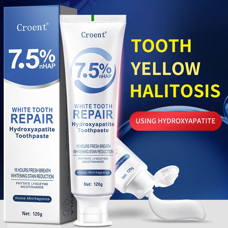 Tidesmit 120g HAP Toothpaste with 7.5% Hydroxyapatite for enamel repair, teeth whitening, and fresh breath.