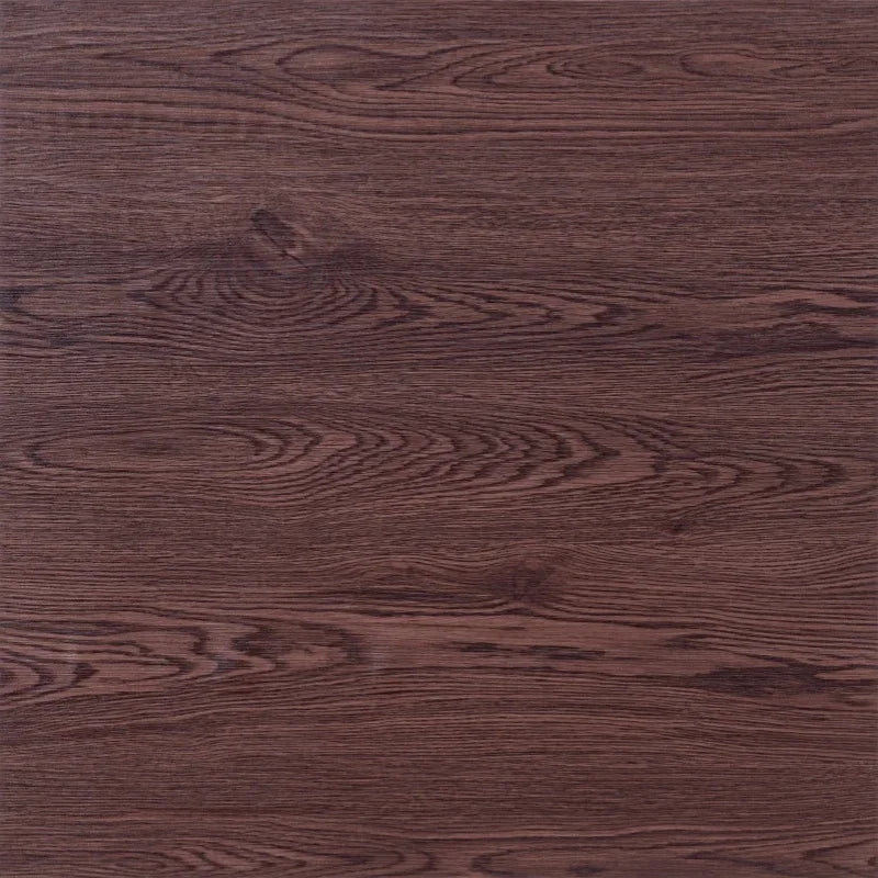Self-adhesive vinyl floor tile with deep brown purple wood grain pattern, flat finish