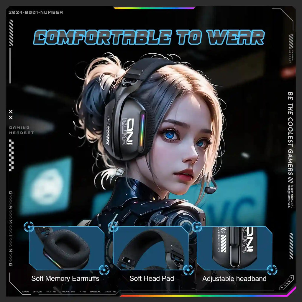 Wireless Gaming Headset: Tri-Mode Bluetooth 2.4G for PC & PS5 (GT808) Tidesmit