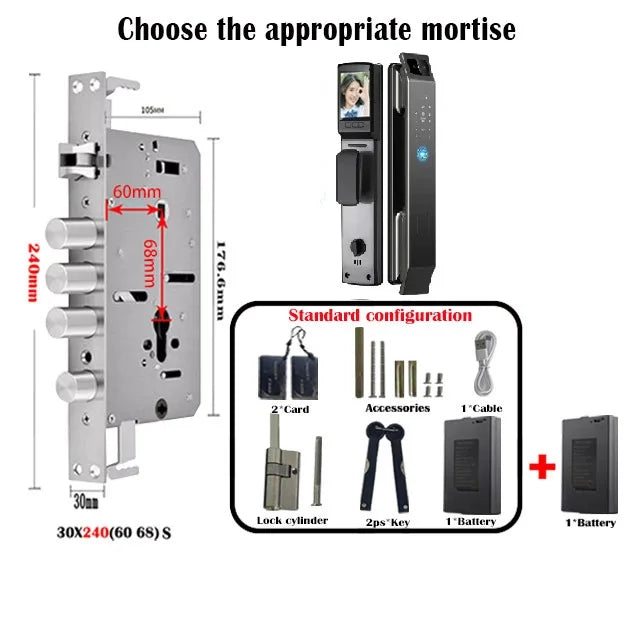 3D Face Recognition Door Lock Tuya App Can Video Intercom Unlock Digital Smart Lock Fingerprint Key Card Nfc Phone Lock