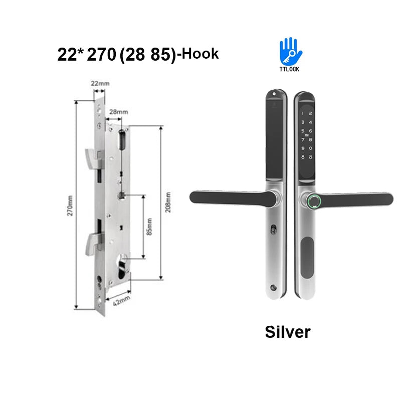 TTLock App Smart Aluminum Door Lock Waterproof Fingerprint Digital Password RFID Keyless Electronic Sliding Glass Door Lock