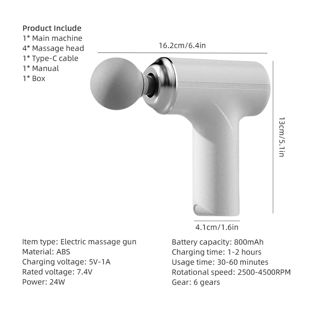 Portable Massage Gun: Deep Tissue Electric Massager for Muscle Relief Back Massage Instrument Tidesmit