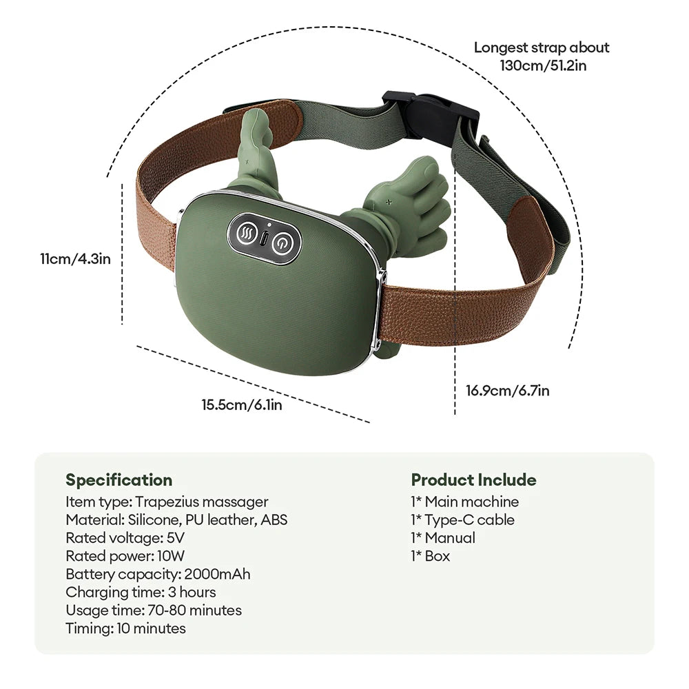 Electric Neck & Shoulder Massager | Deep Tissue Heat Therapy | Green Body Shaping Massage Equipment Tidesmit