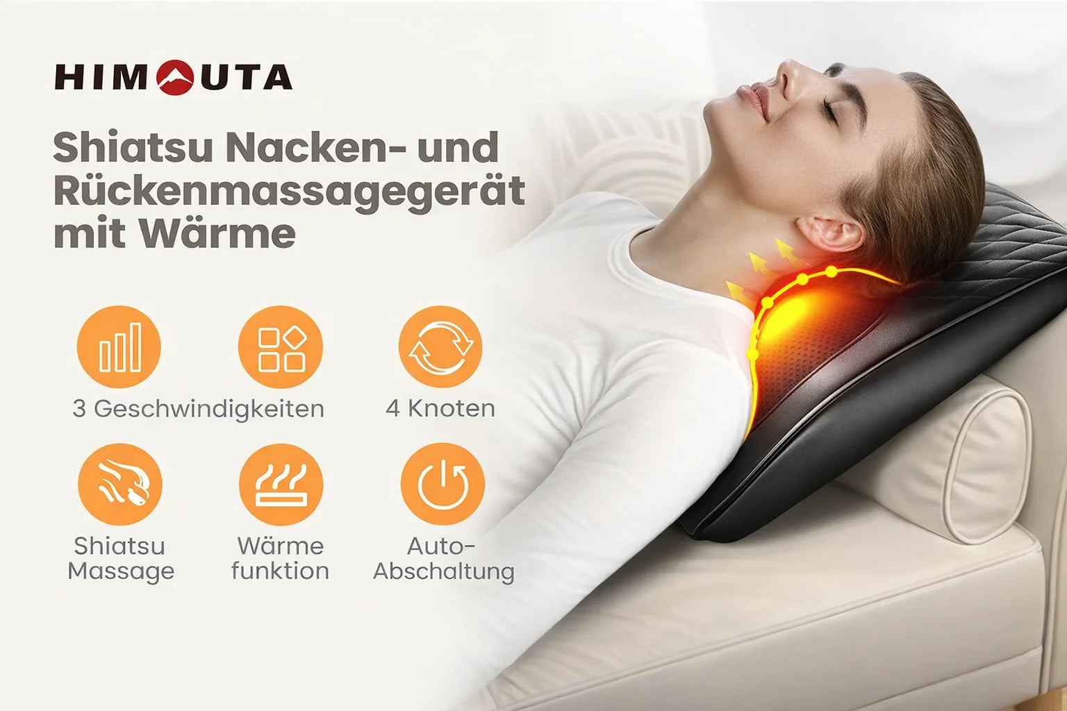 Electric Shiatsu Neck Massager With Heat - 3 Speeds - EU Plug Massage Cushion Tidesmit