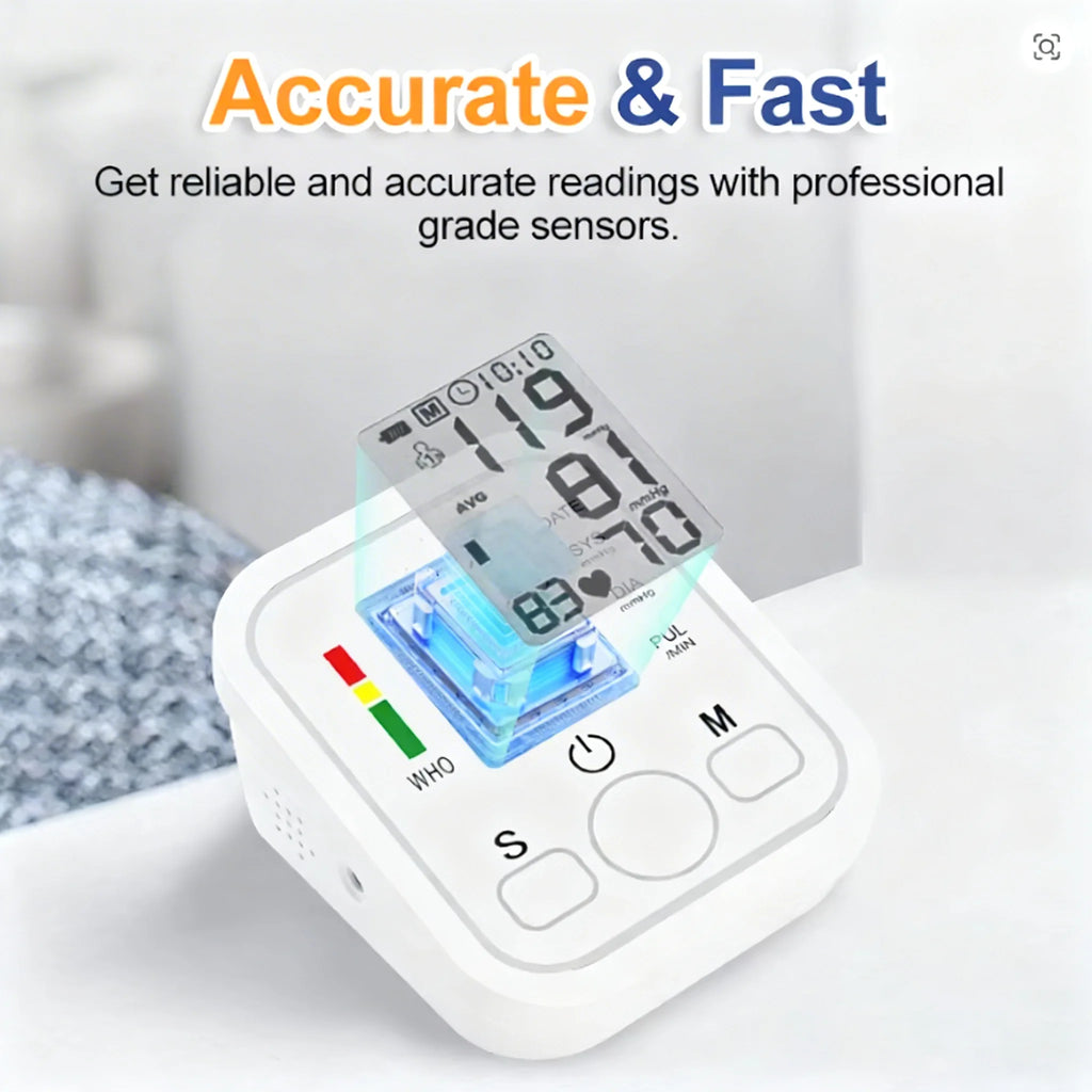 Digital Blood Pressure Monitor Upper Arm Cuff Home Use Automatic BP Tonometer Sensor Pulse Rate Meter Sphygmomanometer