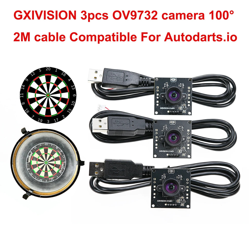 GXIVISION OV9732 30FPS 2M Cable 100 Degree USB Camera Module,3pcs OV2735/IMX179/OV2710 Compatible For Autodarts.io Scoring