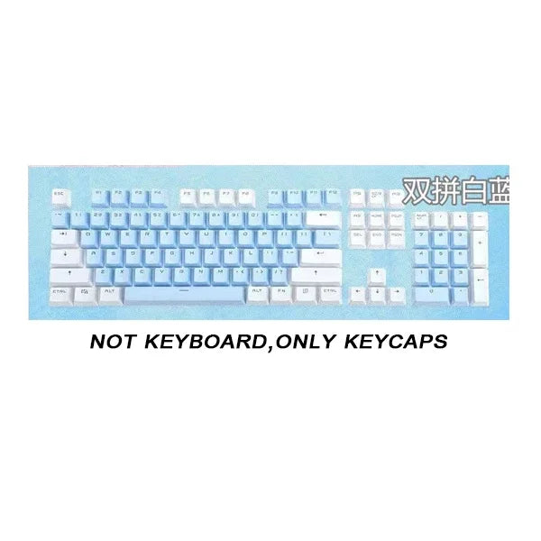104 Key OEM Backlit Keycaps Set ABS Keycaps Double Shot Cyan White Key Caps for Mx Cherry Gateron Switch Mechanical Keyboard Kit