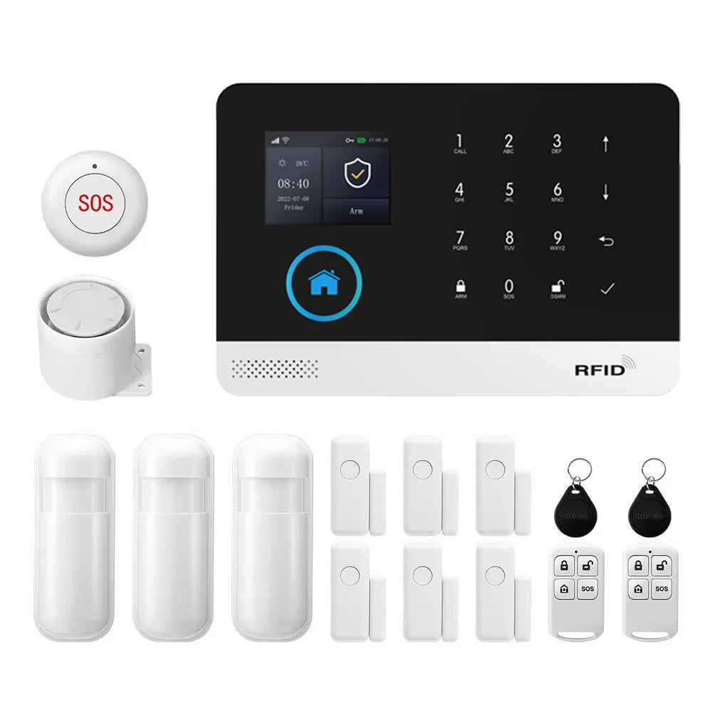 WiFi 4G Home Security Alarm System with Smart Tuya Motion Sensors 4G WiFi Kit D EU Plug Tidesmit