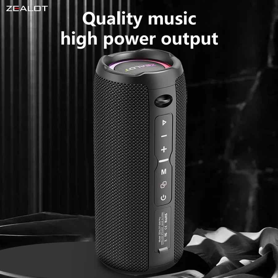 Zealot S49 pro Wireless Speaker,Outdoor Portable Subwoofer Speaker Waterproof IPX 6,, Dual Pairing,3000mAh.