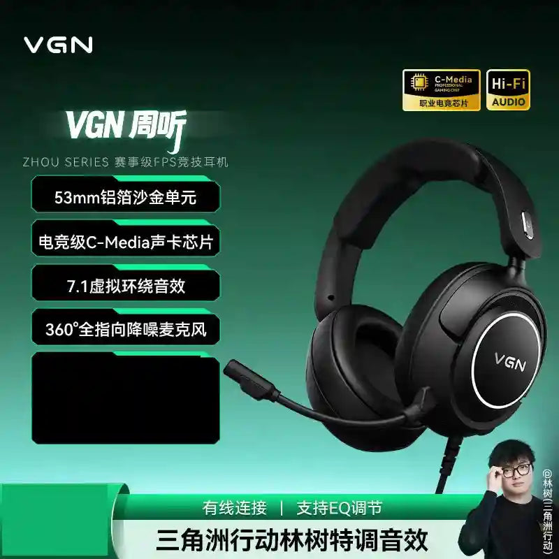 Wireless Gaming Headset with Active Noise Cancellation & Low Latency Black-Wired Tidesmit