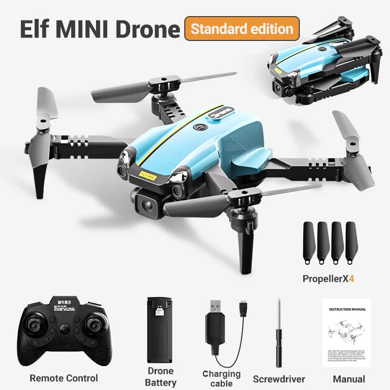 Mini Camera Drone with HD Optics - Foldable Beginner Quadcopter Blue Standard Tidesmit
