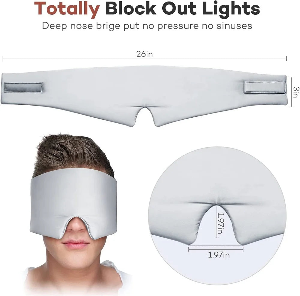 100% Mulberry Silk Sleep EyeMask+Sponge Earplugs,Sleep Mask Adjustable Headband Blocking Light Eyepatch for Travel&Nap Sleep