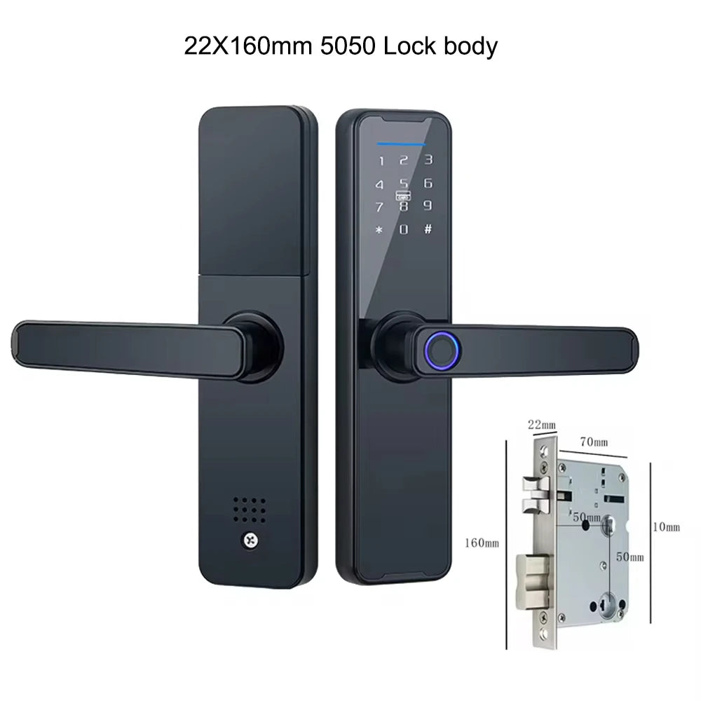 Tuya Fingerpirnt Password Smart Door Lock Digital Keypad Electronic Lock Card Keys Fingerprint Tuya Bluetooth Smart Lock Keyless