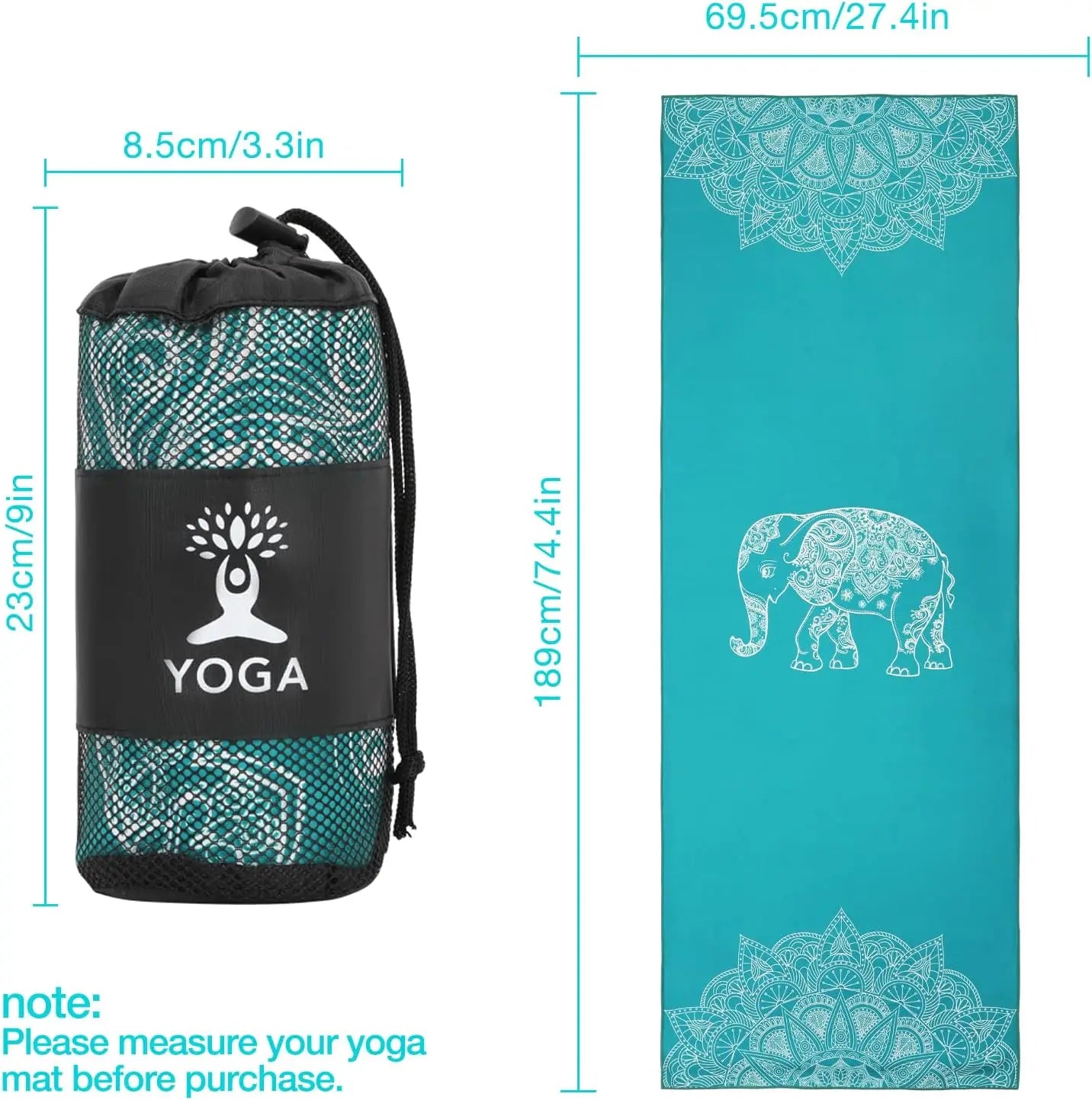 MoKo Yoga Towel Non Slip Hot Yoga Mat Yoga Blanket Printing Pattern Quick Dry with Corner Pocket for Bikram Pilates Gym Workout