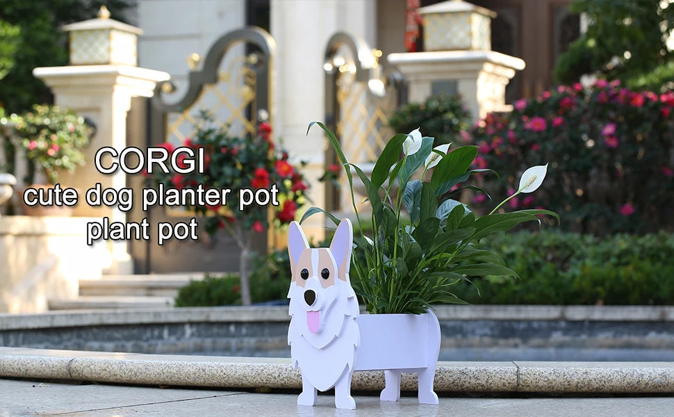 Cute Animal DIY Flower Planter PVC Pet Dog Potted Garden Yard Decoration Plant Container Holder Decor Garden Flower Pots  Orname