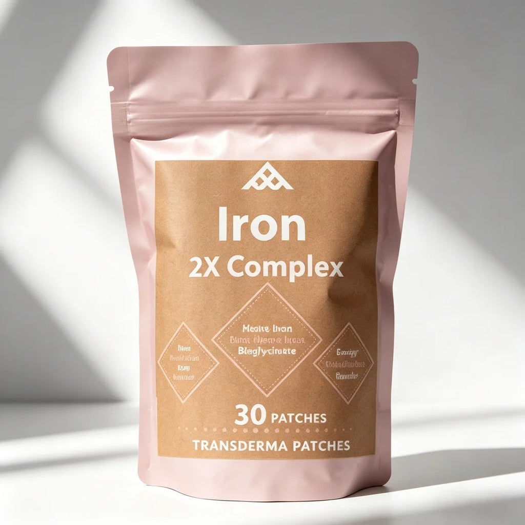 30 Patches Iron Complex Transdermal Patches with Folate, Vitamin B6 Vitamin C for Anemia and Blood Building Support