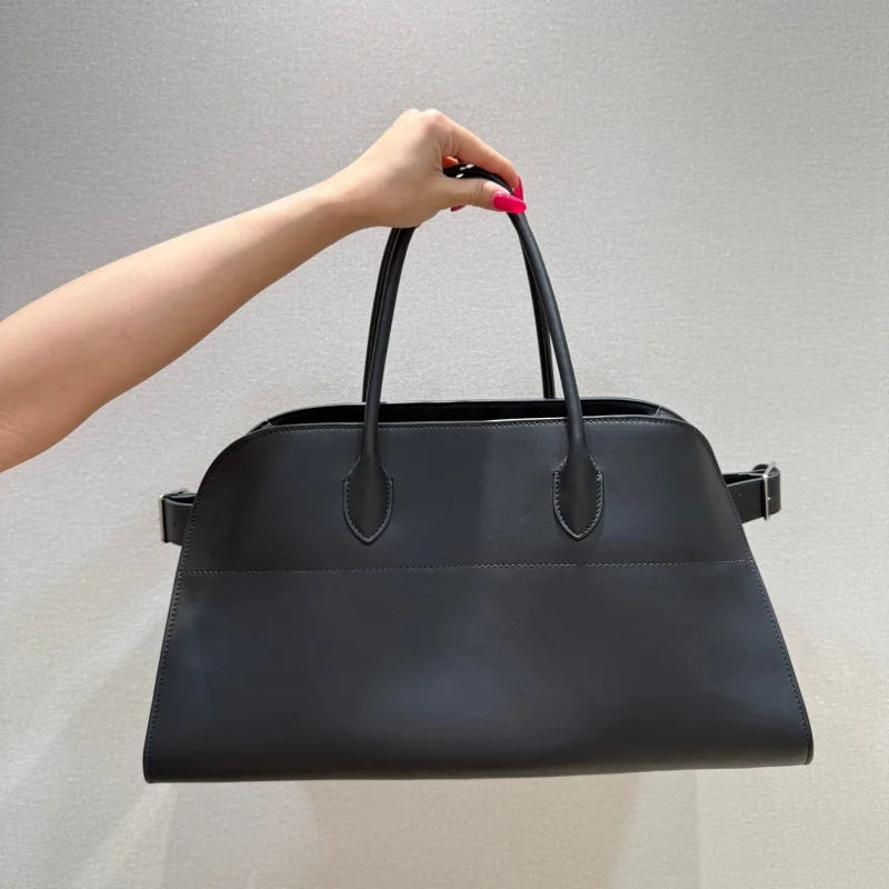 Unisex saddle leather all steel hardware inner sheepskin single shoulder large capacity hand-held horizontal bag