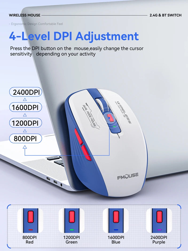 M303L Bluetooth Wireless Mouse 2.4G Dual Mode 1600 DPI Silent Tablet Notebook PC Office Portable Mouse For Android ios