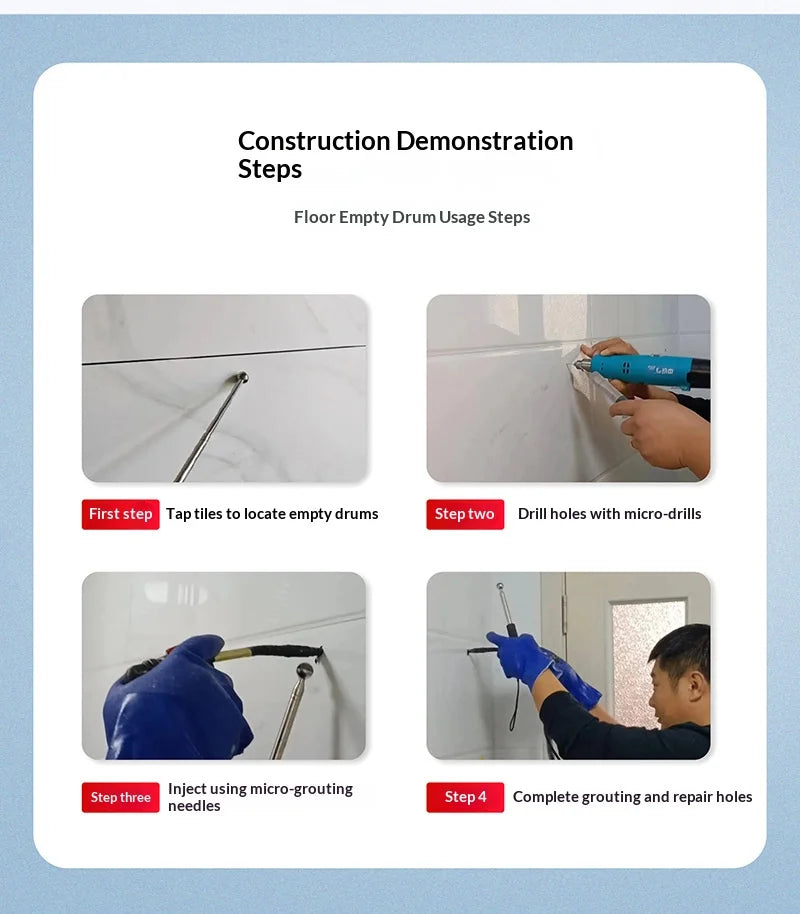 JH Professional 1300W Grouting Machine Kit for Tile Wall Marble Hollow Repair with Alloy Pump And Gun Included