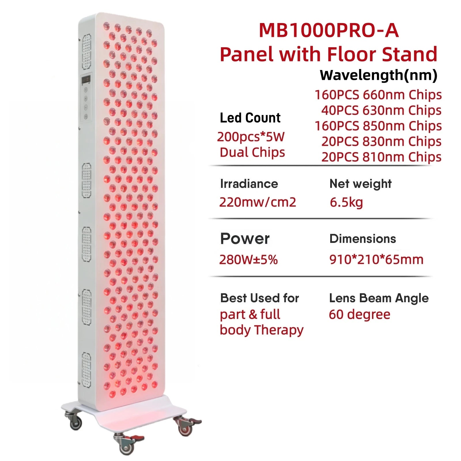 Elite Grade Red Light Therapy Panel For Face Body Dual Chip 630nm 660nm Red 810nm 830nm 850nm Near Infrared LED Beauty Devices