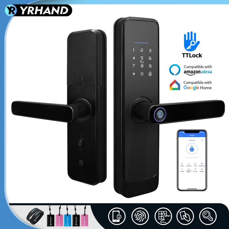 Fingerprint Lock Waterproof Wifi Remote Control Bluetooth TTLock App Card Digital Code Keyless Electronic Smart Door Lock
