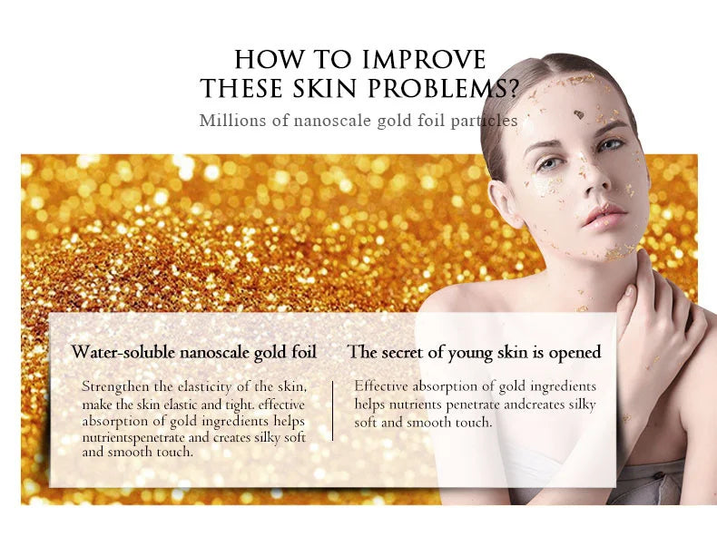 ARTISCARE 24K Gold Serum 3pcs set for facial care, eye cream, and moisturizing face essence for glowing skin.