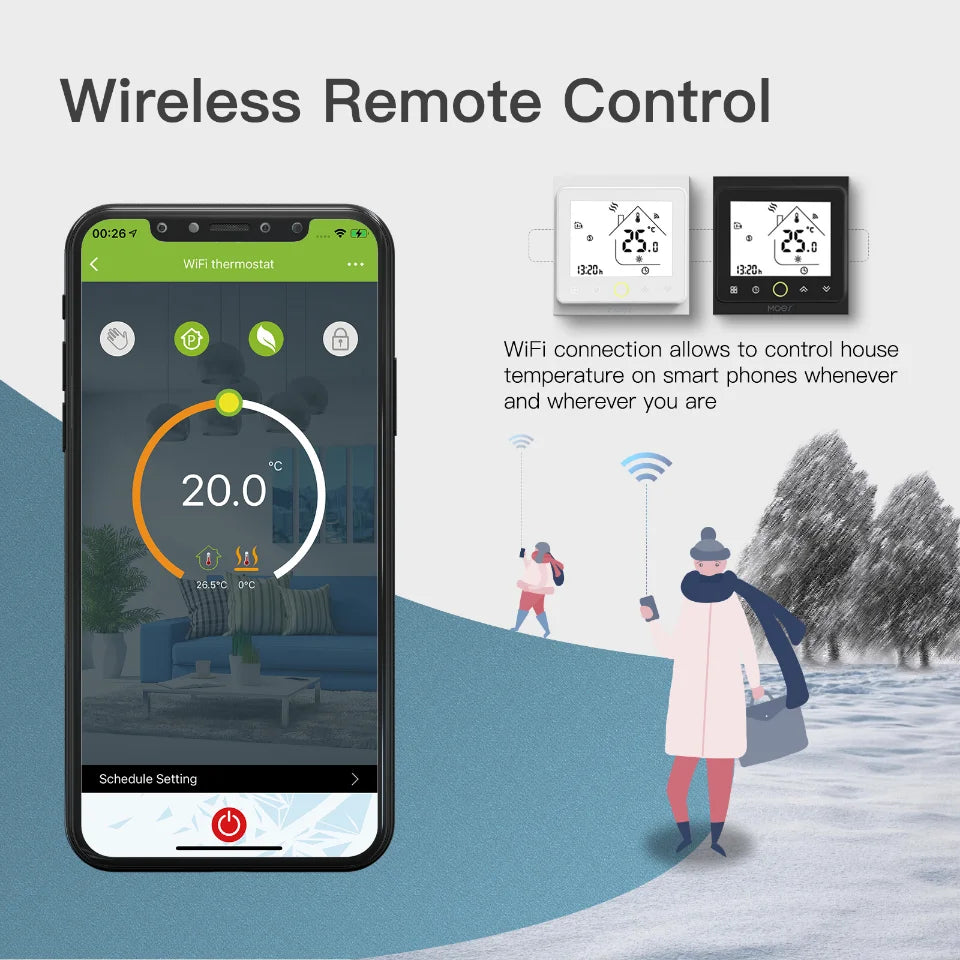 MOES WiFi Water/Electric Floor Heating Thermostat Gas Boiler Temperature Controller Smart Alexa tuya Google Voice zigbee Control